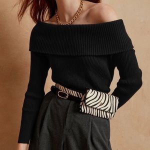 NEW W TAGS! Banana Republic Women's Ribbed Off-Shoulder Sweater | medium | Black
